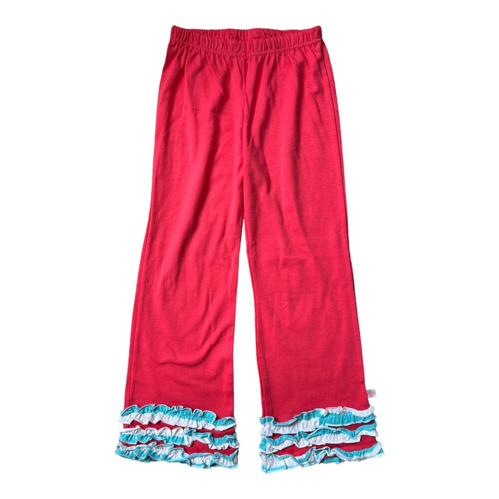 Lolly Wolly Doodle Knit Pants Elastic Waist Ruffle Hem Watermelon Blue Girl's 7